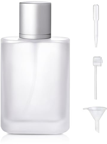Yerpkefey 100ml/3.4 Oz Frosted Glass Spray Bottle Perfume Atomizer,Refillable Perfume Spray Bottle Perfume Bottles Empty with 3 Kinds of Perfume Dispenser (Frosted Glass 100ml)