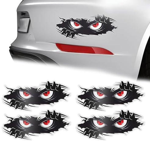 CLDURHGE Autoaufkleber, 3D Funny Peeking Monster, Autoaufkleber Lustige – Großflächiger Autosticker - Autotattoos und Sticker für Autos im 4er-Pack - Hochwertiger, Wetterfester Auto Aufkleber