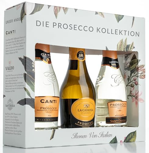 Die Prosecco Kollektion – eine Geschenkbox mit Canti, Valdo & Sant’Orsola – 3 x 20 cl Flaschen