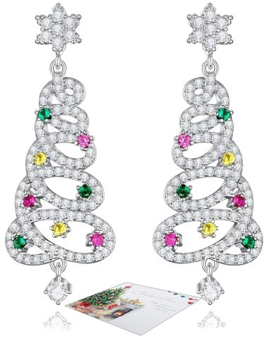 HEEYA Ohrringe Weihnachten Ohrringe weihnachtsbaum Weihnachtsohrringe Damen mit Glänzende Zirkon Baumelnde Ohrringe Silber S925 Weihnachtsschmuck Geschenk Weihnachten Ohrstecker