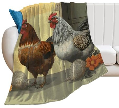 Italienische Hühner-Überwurfdecke für Couch, superweiche Decke, gemütliche Decken, dicke Überwurfdecke, Fleecedecke, leichte Bettdecke, warme Decken, für alle Jahreszeiten geeignet