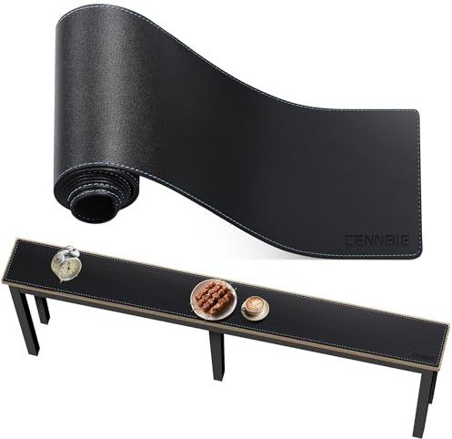 CENNBIE Console Table Cover, Black Faux Leather, Not Water Resistant, 200 x 15 cm