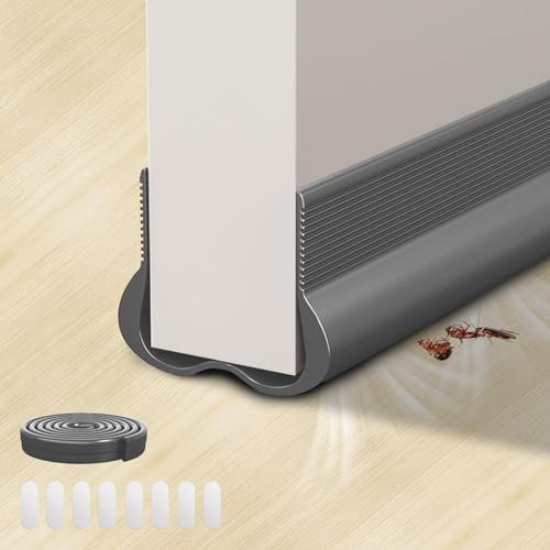 ZZJTPA ZZJTPA Bas de Porte, Boudins de Portes et Isolation, sous Balayage de Porte, Bande d'exclusion de Tirage de Porte en Silicone, étanchéité de Porte de Blocage de Bruit Dénudant Le Temps (Gris)