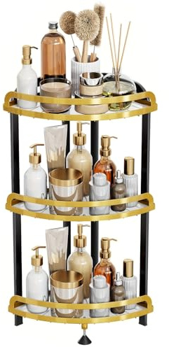 Estante de almacenamiento de esquina para baño, organizador de ducha de 3 niveles, estante de baño de fácil montaje, organizador de encimera de cocina, estante de almacenamiento para baño, tocador