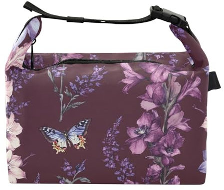 Estetica Delphinium Borgogna Donne Borse Pranzo Termica Ragazza Tote Bag per Cucina Università