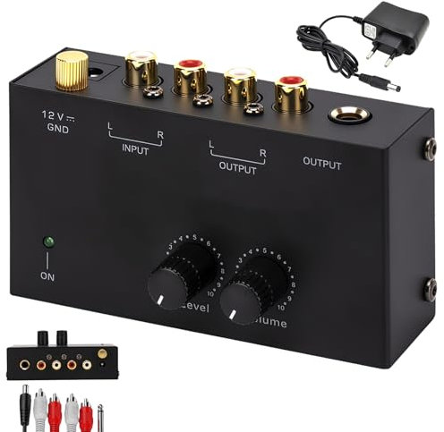 WIYETY Phono Vorverstärker Plattenspieler mit MM Abtast Systemen, Vorverstärker für Plattenspieler für Plattenspieler, RCA Input & Output Interfaces, Verstärker Stereo mit DC 12V Netzteil