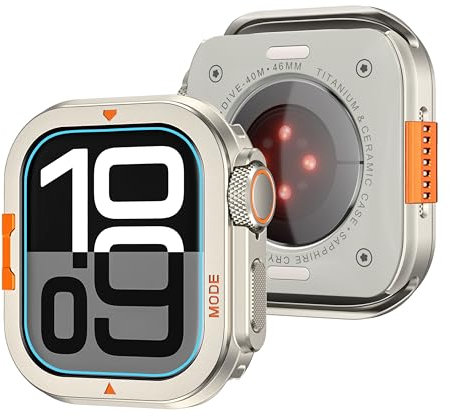 Carcasa de metal resistente compatible con Apple Watch de 46 mm Series 10/11, [convierte 46 mm en ultra sin costuras] cubierta de parachoques con carcasa trasera