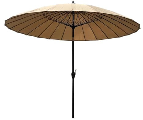 KXWOQ3ED 270 cm Parasol de Jardin Rond, Parapluie Shanghai, Protection Solaire UV, Parasol de Marché avec Manivelle et Inclinaison, 24 Baleines(Khaki)
