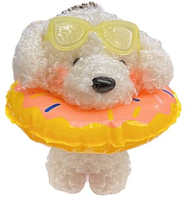 Porte-clés en forme de petit chien doux et adorable animal en peluche pour sacs, porte-clés, décoration pour femme, Couleur : jaune Y, M