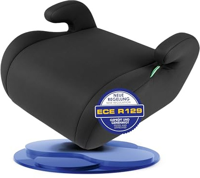 WALSER Kinder Sitzerhöhung Auto, bequemer Kindersitz Auto 125-150cm leicht waschbar, Kindersitzerhöhung Raffi neueste Norm ECE R 129, Auto Kinder schwarz