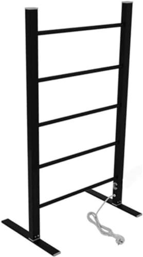 Scaldasalviette Elettrico riscaldato, scaldasalviette Elettrico da 100 W, a 5 Barre, per Bagno, con Scala riscaldata e Lampada Impermeabile, Nero