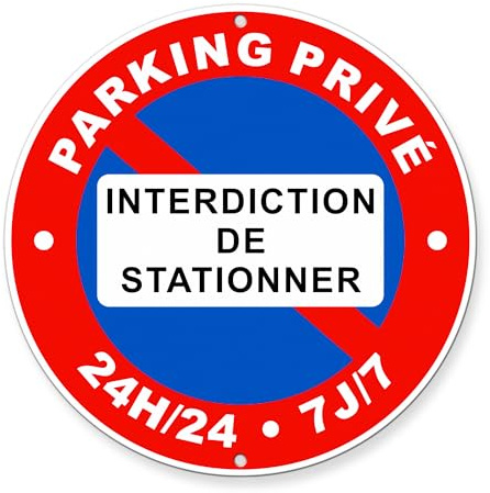 TAKULA Panneau Stationnement Interdit 30cm - Signalétique 24H/24 Alu | Aluminium Réfléchissant Parfait pour parking privé, offre une haute visibilité et une durabilité exceptionnelle.