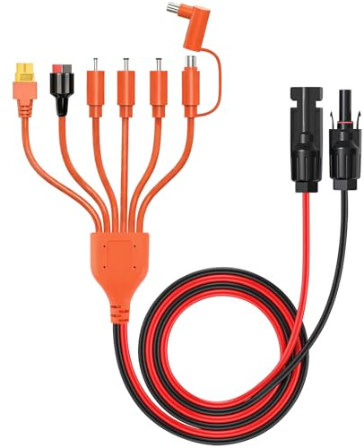 Rierousy 7-in-1 Solarladekabel Adapter 120cm Länge | Mit Anderson, XT60, DC7909, DC6530, DC35135, DC5521, DC8020, Kompatibel mit Solarpanel, Powerstation, Solargenerator