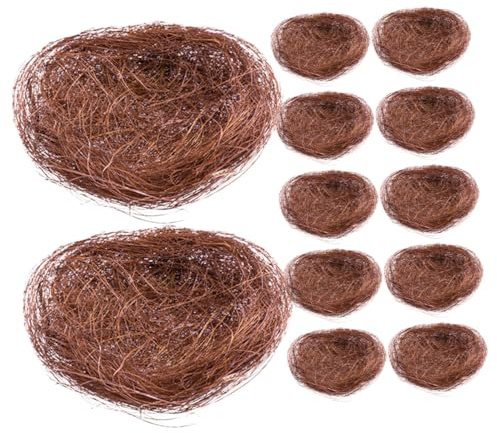 Hohopeti 12pcs Faux Bird Nest Decorative Bird Egg Nest Craft Ornaments in Brown for Garden Nesting and Photo Props