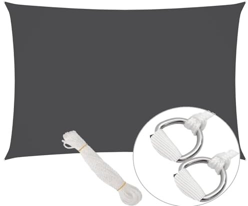 HOMELEN Tenda da sole in tessuto Oxford, rettangolare, 6 x 8 m, antracite, tenda da sole per giardino, terrazza, pergolato e balcone, protezione UV al 90%, kit di montaggio, impermeabile UV50+