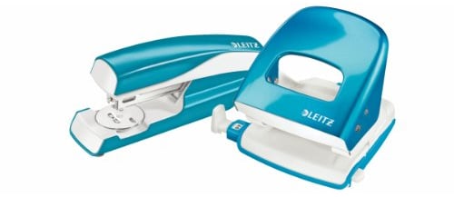 Esselte Leitz Locher NeXXt 5008 und Heftgerät NeXXt 5502 im Set, blau metallic