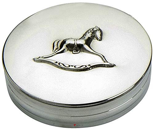 I LUV LTD Childrens Pewter Keepsake Trinket Box Rocking Horse Lid Christening Gift