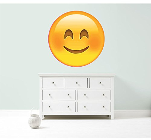 Emoji-Aufkleber mit Smiley-Gesicht, Vinyl, 3 Größen für Schlafzimmer (44 cm breit)