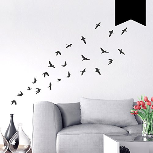 Wandkings Wandtattoo Vogelschwarm 64 x 68 cm schwarz - erhältlich in 33 Farben