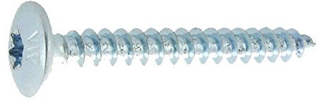 Viswood 3117060 Boîte de 100 Vis à penture 6 lobes Filetage total 7,0 x 60 Acier Zingué Blanc