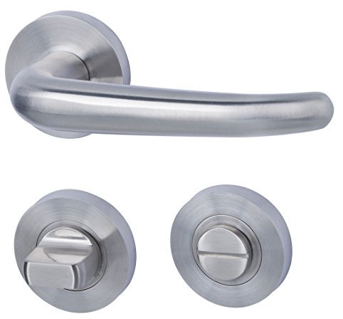 Alpertec 28029820 Edelstahl New Orleans-R für Badtüren WC Drückergarnitur Türdrücker Türbeschläge Neu, für Badezimmertüren