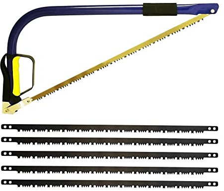 Dapetz ® 21” Tapered Bow Saw Wood Logs Come with Trees Branches Finger Guard + 5 Blades Soft-Grip Front and Rear Handles Enhance Safety and Ideal for logs and Large