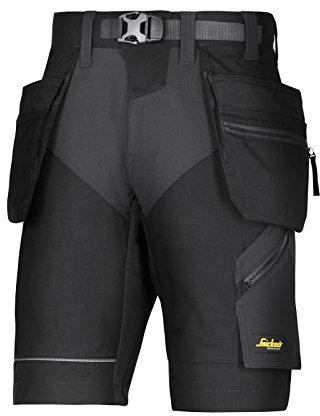 Snickers Workwear 6904 FlexiWork Arbeitsshorts mit Holstertaschen, 1 Stück, 50, schwarz, 69040404050