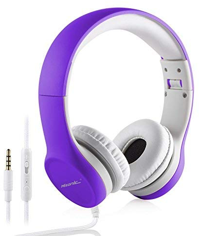 hisonic Kopfhörer für Kinder, Leicht kopfhörer Kinder Kopfhörer mit Laustärkebegrenzung auch Mikrofon Verstellbare Kinder Erwachsene Headset für Jungen und mädchen ab 3 Jahre (violett)