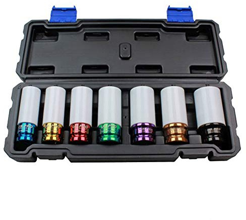 7pc 1/2 DEEP Impact Socket Set Alloy Wheels 17 19 21 22 23 24 27mm Industrial