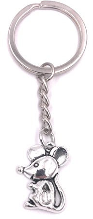 H-Customs Souris avec de grandes oreilles Porte-clés Pendentif Métal argenté