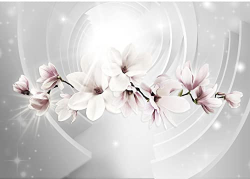 Runa Art Fototapete Blumen Magnolien Modern Vlies Wohnzimmer Schlafzimmer - Made in Germany - 308 x 220 cm Grau 9235010a