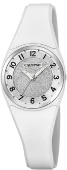 Calypso Damenuhr Analog aus Kautschuk Weiß | Quarzuhr, Widerstandsfähiges Glas, Wasserdicht 10 ATM, K5752/1, Trendy