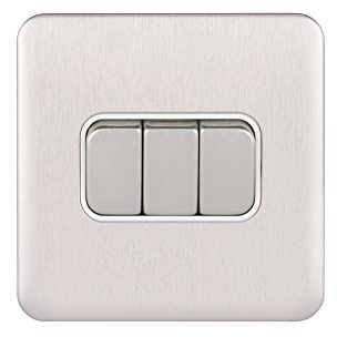 Schneider Electric GGBL1032WSS Lisse Screwless Deco 10AX 3G 2W Switch WSS, 240 V, Stainless Steel