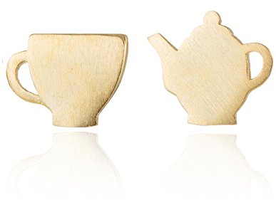 WLL Personalized Teapot Teacup Post Stud Earrings Jewelry for Women, Zinc, No Gemstone