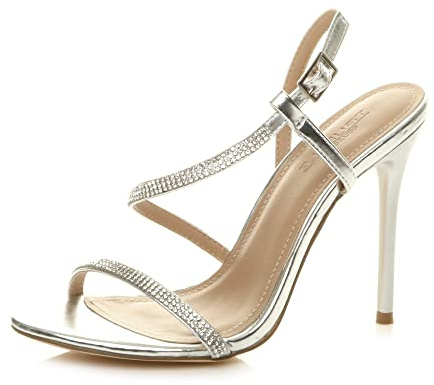 AJVANI high heel diamante barely there strappy evening sandals size 8 41