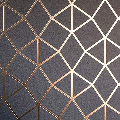Geometric Trellis Rose Gold Metallic Foil Wallpaper Shimmer Platinum from YöL