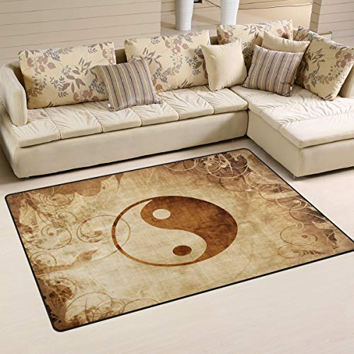 Mnsruu Vintage Ying Yang Area Teppich Teppiche rutschfeste Bodenmatte Türmatte Wohnzimmer Schlafzimmer 50 x 80 cm