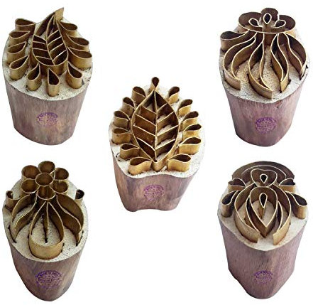Royal Kraft Blumen Messing Holz Stempel (Set von 5) - DIY Ton, Keramik Blöcke BHtag0027