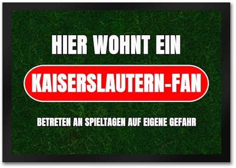 speecheese Hier wohnt EIN Kaiserslautern-Fan Fußmatte in 35x50 cm mit Rasenmotiv Sportfan Kaiserslautern Sport Deutschland Kult