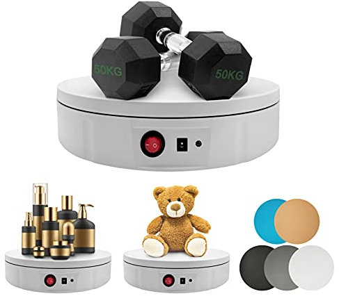 ZLMONDEE 220LB Motorized Rotating Display Stand Remote Control,11.81inch /220LB Load Heavy Duty, 360 Degree Electric Rotating Turntable for Photography Products Display or Cake Display,White