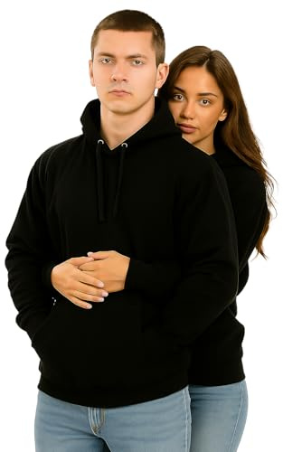 Black Hoodies For Men & Women UK - Unisex Plain Work Jumpers For Men and Women - Workwear Cotton Pullover Sweatshirt For Personal Use and Gifts - Large (L)