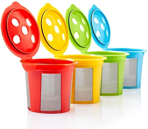 4 wiederverwendbare K Cups für Keurig K Supreme, K Supreme Plus und K Slim mit Multistream Technologie - 4 Farben nachfüllbare Kcups Kaffeefilter für Keurig Kaffeemaschinen