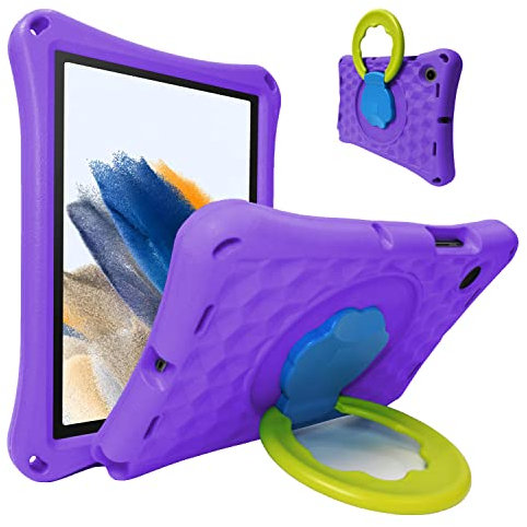 DJ&RPPQ Case Fits Samsung Galaxy Tab A8 10.5 inch 2022 SM-X200/SM-X205/SM-X207,Lightweight EVA Kids Friendly ShockProof 360 Rotating Grip Handle Folding Stand Cover Fit Samsung Tablet A8 Case-Purple