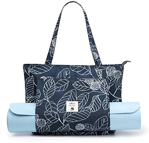 WLLWOO WLLWOO Yoga Bags for Women with Yoga Mats Bags Carrier Carryall Canvas Tote for Pilates Shoulder for Travel Office Beach Workout (Leaf)