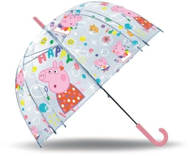 Kids Euroswan - Regenschirm Transparent Glocke 19'' Peppa Handbuch, mehrfarbig (PP17100)