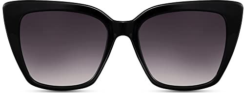 Cheapass Sonnenbrille klassische recycelte Damenbrille luxuriöses, schwarzes Katzenauge XL mit dunklen Gläsern, die UV400 blockieren