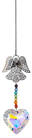 Sonnenfänger Kristall Windspiel - Engel Kristall Anhänger Deko, Regenbogen Sonnenfänger Kristal, Fensterdeko hängend für Zuhause Büro Garten Outdoor Deko (33cm, 1 Stück, Stil B)