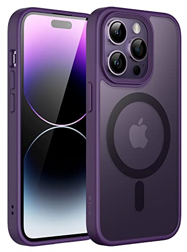 JETech Magnetic Case for iPhone 14 Pro 6.1-Inch Compatible with MagSafe, Translucent Matte Back Slim Shockproof Phone Cover (Deep Purple)