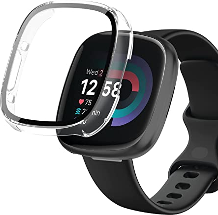 BELIYO Hard Hülle für Fitbit Versa 4/Sense 2, 9H Härte PC Hülle Rundum Displayschutz Ultradünne Kratzfestes- Transparent.