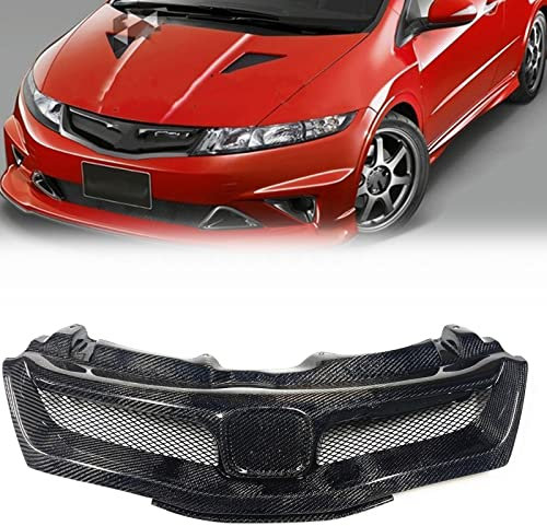 Rejillas Racing Grills para Honda para Civic FN FK FN2 Type R 2008-2011 Parrilla Delantera Fibra De Carbono Parachoques Superior Admisión Capó Kit De Malla